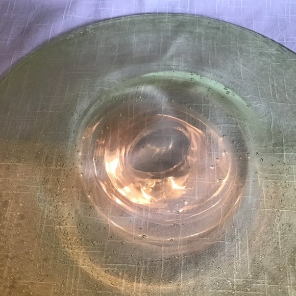 Large Hand Blown Lime Green Art Glass Plate - Picture 7 of 13